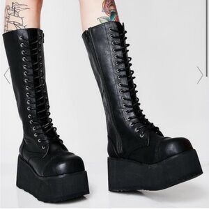 Black platform demonias 8